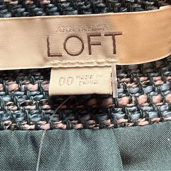 Ann Taylor Loft Mini Skirt Teal Tweed Size 00 Lined, Back zipper - Picture 3 of 9